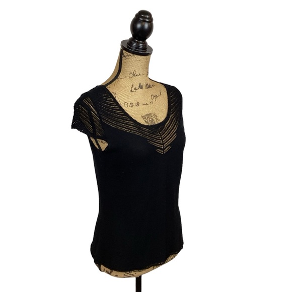 Sigrid Olsen Cap-Sleeve Lace Top Black - Picture 5 of 9